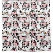 中国の豚の年の誕生日オリジナルスケッチShC シャワーカーテン (正面)