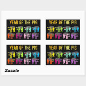 中国の豚の長方形年ポップ・アートのS 長方形シール (シート)