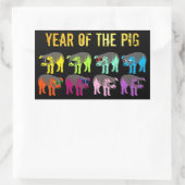 中国の豚の長方形年ポップ・アートのS 長方形シール (バッグ)