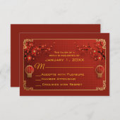 中国の赤いランタン 出席確認カード 出欠カード (正面/裏面)