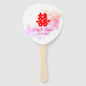 中国の赤い水彩桜のウェディング ハンドファン (正面)