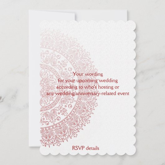 中国の赤い磁器の双喜の結婚式 招待状 (裏面)