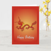 中国の赤と金のドラゴンの誕生日カード カード (黄色い花)