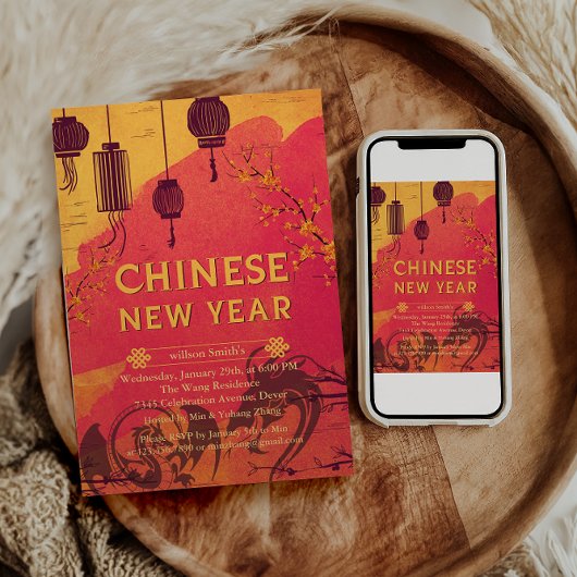 中国の赤と金の幸せな蛇の新年 シーズンカード