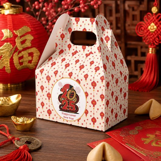 中国の赤と金色の幸せな旧正月巳年 フェイバーボックス