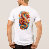 中国の赤龍の激しいイラスト-67561 トライブレンドＴシャツ (裏面)