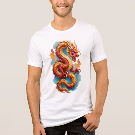 中国の赤龍の激しいイラスト-67561 トライブレンドＴシャツ (正面)