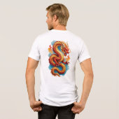 中国の赤龍の激しいイラスト-67561 トライブレンドＴシャツ (裏面全面)