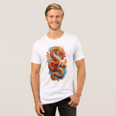 中国の赤龍の激しいイラスト-67561 トライブレンドＴシャツ (正面全面)