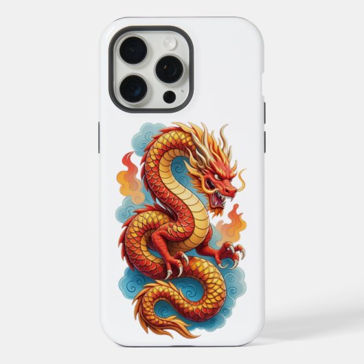 中国の赤龍の激しいイラスト-67561 iPhoneケース (裏面)