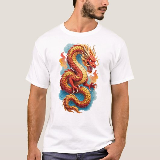 中国の赤龍の激しいイラスト-67561 Tシャツ (正面)