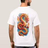 中国の赤龍の激しいイラスト-67561 Tシャツ (裏面)