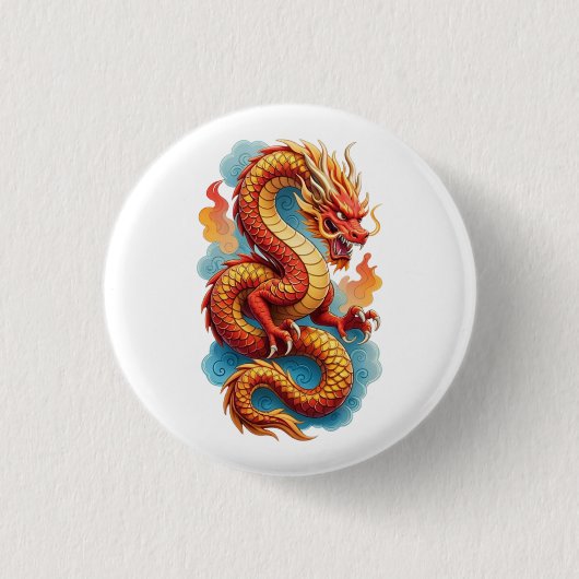 中国の赤龍の炎のイラスト-67561 缶バッジ (正面)