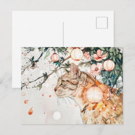 中国の輝くランタンの中でたばねねこ ポストカード