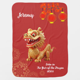 中国の辰年モノグラムグリッターかわいい ベビー ブランケット