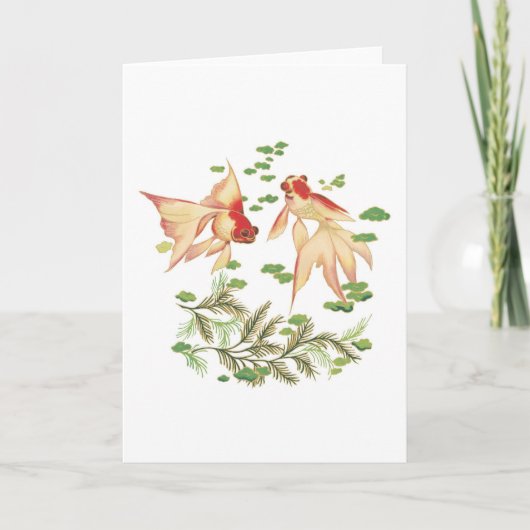 中国の金ゴールド魚の幸運チャーム カード (正面)