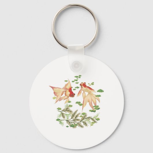 中国の金ゴールド魚の幸運チャーム キーホルダー (正面)