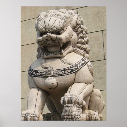 中国の雌の守護獅子 石獅 ポスター (正面)