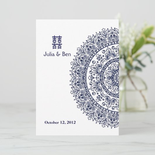 中国の青白磁ダブルハピネス 招待状 (スタンド正面)