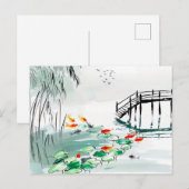 中国の静かな池の鯉 ポストカード (正面/裏面)