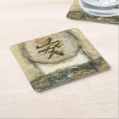 中国の静絵画けさ スクエアペーパーコースター (アングル)