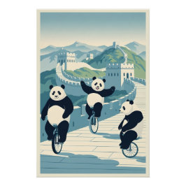中国の面白いパンダ ポスター
