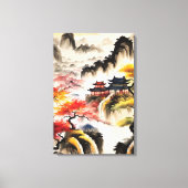 中国の風景墨絵 キャンバスプリント (正面)