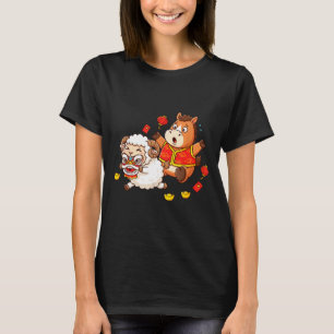 中国の馬羊の面白い子供メンズレディース幸せなN Tシャツ