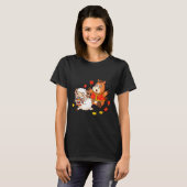 中国の馬羊の面白い子供メンズレディース幸せなN Tシャツ (正面フル)
