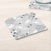 中国の魚の落書き スクエアペーパーコースター (アングル)