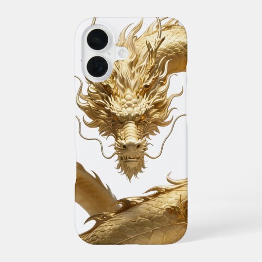 中国の黄金のドラゴンアート | 神話の生物ファンタジー iPhone 16ケース (裏面)