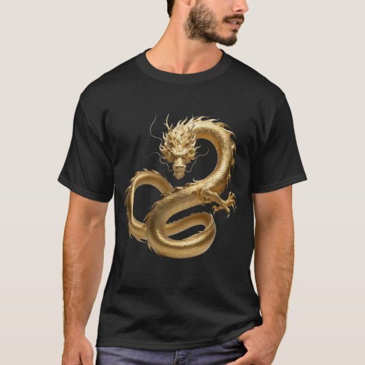 中国の黄金の龍のアート | 神話の生物の幻想 Tシャツ (正面)