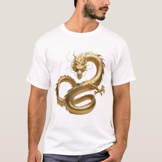 中国の黄金の龍のアート | 神話の生物の幻想 Tシャツ (正面)