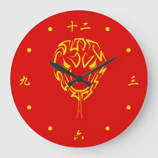 中国の2025年の旧正月4723木材 ラージ壁時計 (正面)