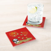 中国の2025年パンダの新年 ガラスコースター (アングル)