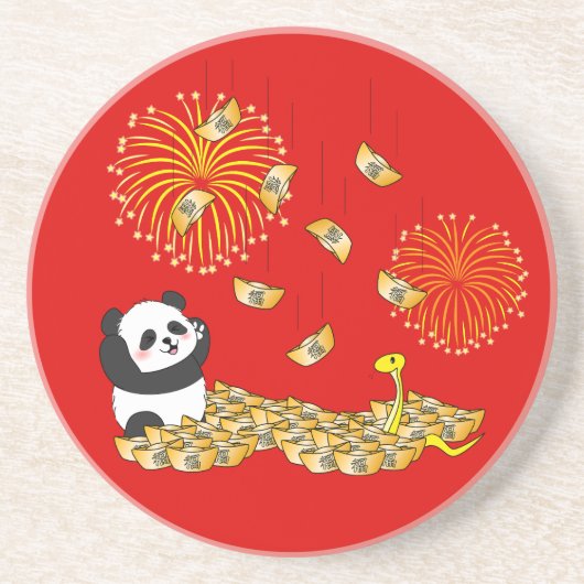 中国の2025年パンダの新年 コースター (正面)