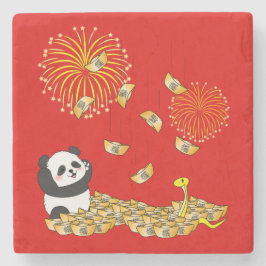 中国の2025年パンダの新年 ストーンコースター