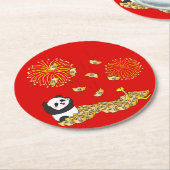 中国の2025年パンダの新年 ラウンドペーパーコースター (アングル)