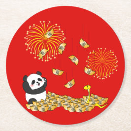 中国の2025年パンダの新年 ラウンドペーパーコースター
