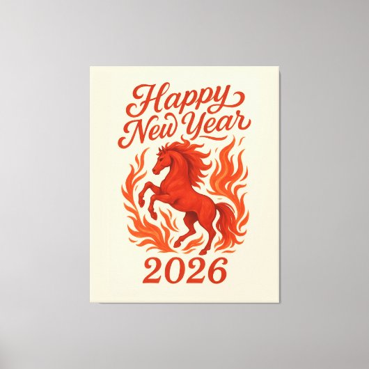 中国の2026年炎の馬 キャンバスプリント (正面)