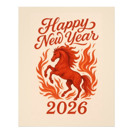 中国の2026年炎の馬 フォトプリント            (正面)
