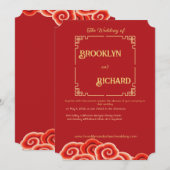 中国の,伝統的,エレガント,結婚式招待状 (正面/裏面)