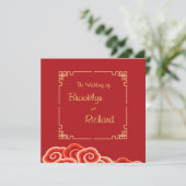 中国の,伝統的,エレガント,結婚式招待状 (スタンド正面)