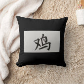 中国の〔占星術の〕十二宮図サインロースターブラック クッション (ブランケット)