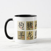 中国の〔占星術の〕十二宮図シンボルや象徴マグ マグカップ (左)