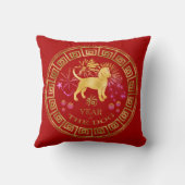 中国の〔占星術の〕十二宮図ドッグ赤/金ゴールドID542 クッション (裏面)