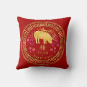 中国の〔占星術の〕十二宮図ピグレッド/金ゴールドID542 クッション (裏面)