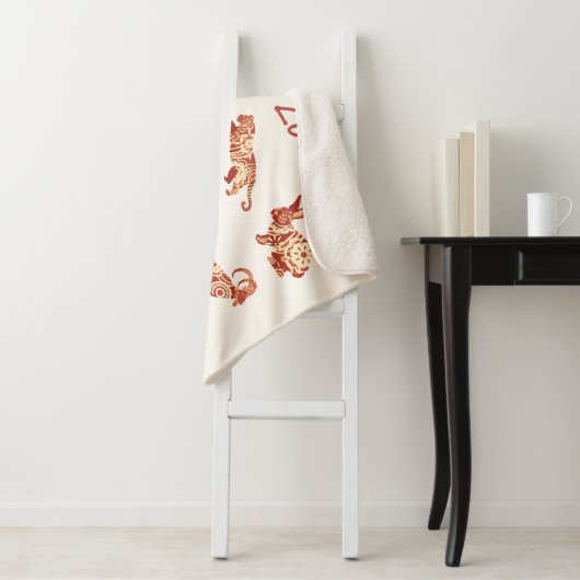 中国の〔占星術の〕十二宮図動物徴候 シェルパブランケット (インサイチュ)