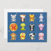中国の〔占星術の〕十二宮図動物辰年 シーズンポストカード (正面/裏面)
