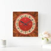 中国の〔占星術の〕十二宮図壁時計 スクエア壁時計 (ホーム)